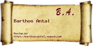 Barthos Antal névjegykártya